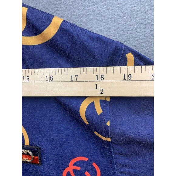 Rising Revolt Polo Shirt Men's Size XL Blue Short Sleeve Allover Geometric Logo - Picture 4 of 11